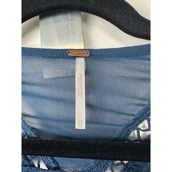 NEW Free People XS Tie Me Down Top Oversized Bohemian Tie Dye Sheer Lace A34 - Picture 3 of 8